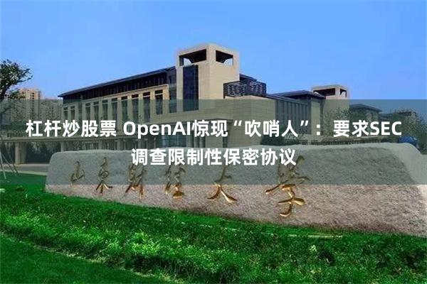 杠杆炒股票 OpenAI惊现“吹哨人”：要求SEC调查限制性保密协议