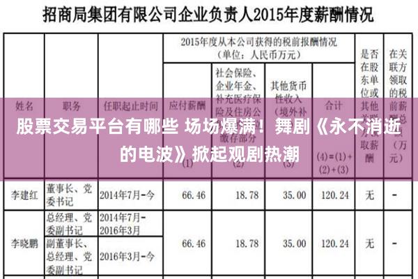 股票交易平台有哪些 场场爆满！舞剧《永不消逝的电波》掀起观剧热潮