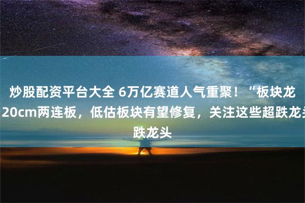 炒股配资平台大全 6万亿赛道人气重聚！“板块龙”20cm两连板，低估板块有望修复，关注这些超跌龙头