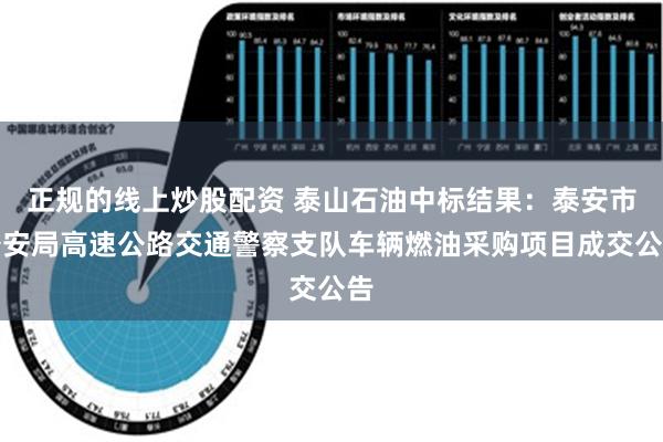 正规的线上炒股配资 泰山石油中标结果：泰安市公安局高速公路交通警察支队车辆燃油采购项目成交公告